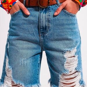 NWT Q2 Destroyed Denim Shorts